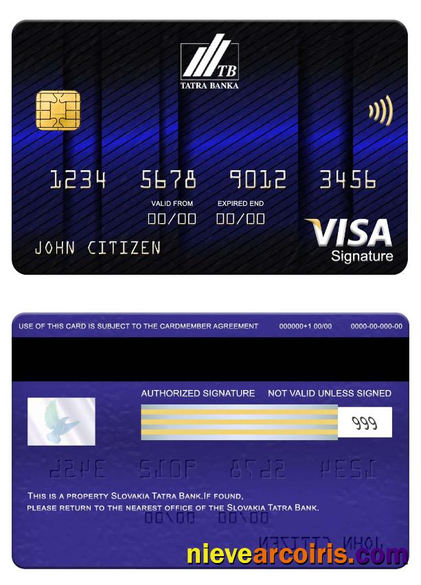 Slovakia Tatra Bank visa signature card